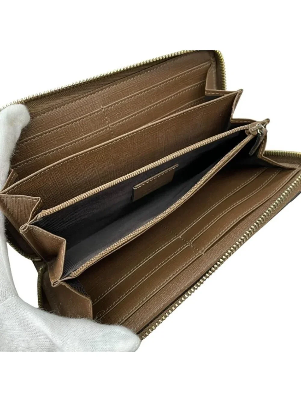 Gucci Zip Around Wallet GG Supreme Belt Beige